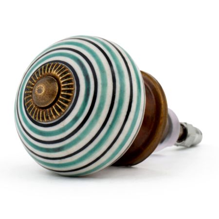 3 Pieces Ceramic Multicolor Striped Kitchen Cupboard Knobs
