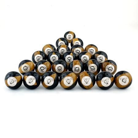 25 Pieces Handmade Brown and Black Ceramic Kitchen Cabinet Knobs