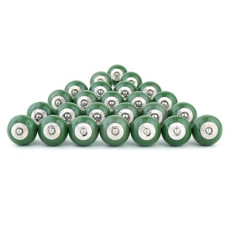 25 Pieces Green Handmade Ceramic Round Living Room Drawer Knobs