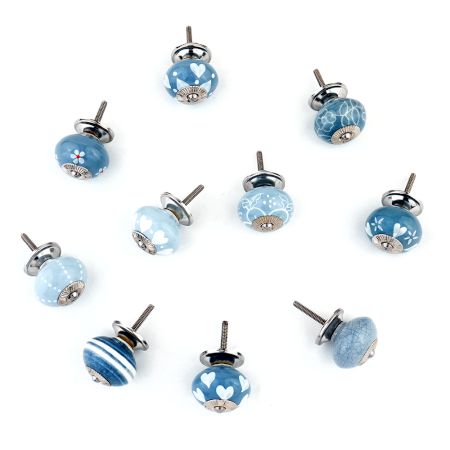 10 Pieces Grey Ceramic Round Kitchen Cupboard Knobs