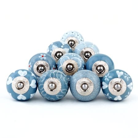 10 Pieces Grey Ceramic Round Kitchen Cupboard Knobs