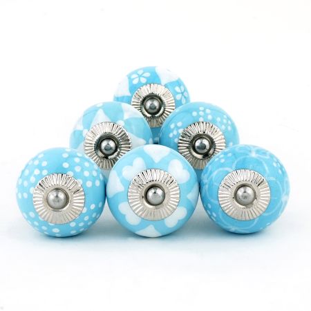 Turquoise Ceramic Round Living Room Cupboard Knobs