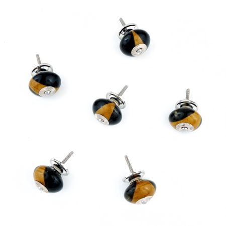 Handmade Brown and Black Ceramic Kitchen Cabinet Knobs