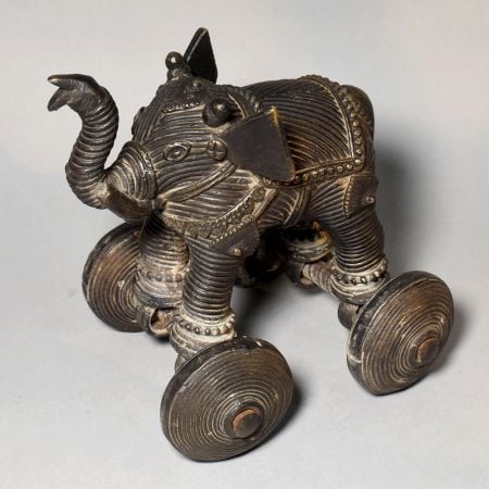 Vintage Brass Elephant Rolling Toy Decorative Figurine