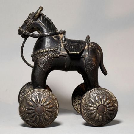 Vintage Brass Horse Rolling Toy Figurine
