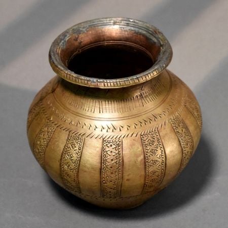 Handcrafted Brass Detailed Engraved Traditional Ritual Pot
