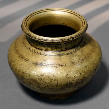 Handcrafted Brass Vintage Engraved Kalash Traditional Vessel