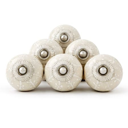 Cream Handmade Ceramic Round Living Room Drawer Knobs