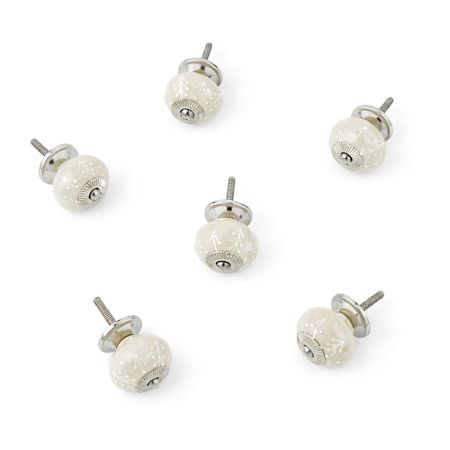 Cream Handmade Ceramic Round Living Room Drawer Knobs