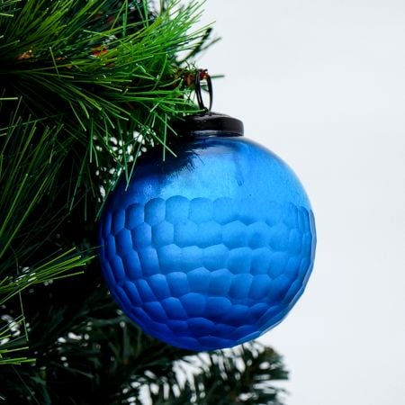 Blue Vintage Round Ball Glass Hanging Ornament