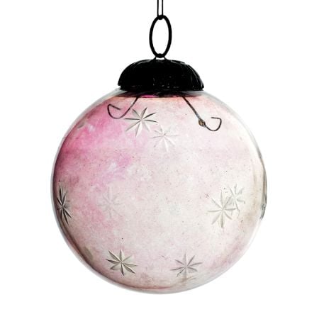 Pink Decorative Round Star Glass Hanging Ornament