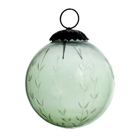 Green Handmade Round Leaves Glass Hanging Ornament