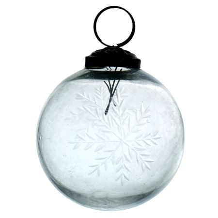 Clear Vintage Style Leaf Design Glass Christmas Ornament