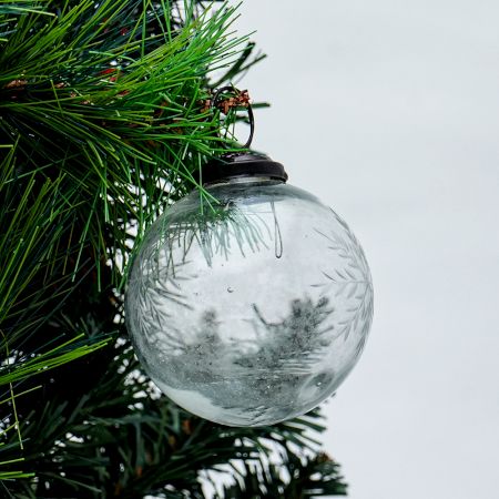 Clear Vintage Style Leaf Design Glass Christmas Ornament