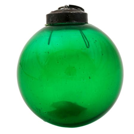 Green Vintage Style Round Glass Christmas Ornament