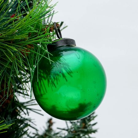 Green Vintage Style Round Glass Christmas Ornament