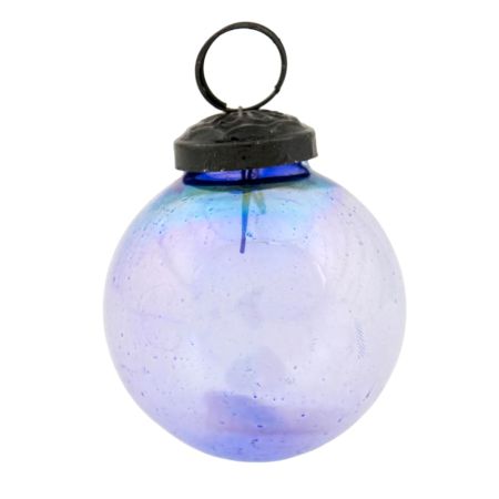 Royal Blue Round Glass Christmas Ornament