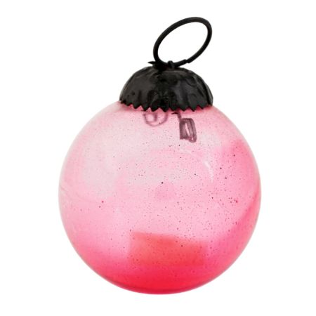 Pink Round Glass Christmas Ornament