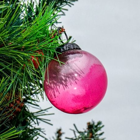 Pink Round Glass Christmas Ornament