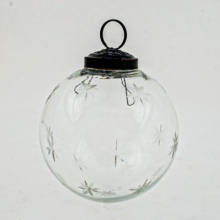 Clear Plum Star Cut Christmas Hanging