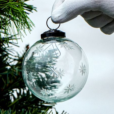 Clear Plum Star Cut Christmas Hanging