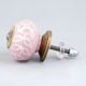 Pink Etched Flower Knob