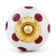 White Red Polka Dotted Ceramic Dresser Knob