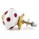 White Red Polka Dotted Ceramic Dresser Knob