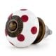 White Red Polka Dotted Ceramic Dresser Knob