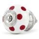White Red Polka Dotted Ceramic Dresser Knob