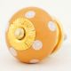 Mustard Polka Dot Ceramic Dresser Knob