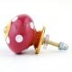 Blood Red White Polka Wardrobe Knob