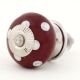 Cherry White Dot Ceramic Cabinet Knob
