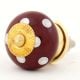 Cherry White Dot Ceramic Cabinet Knob