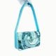 Luxury Handmade Beaded Shoulder Bag Blue Abstract Pattern