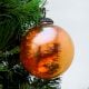 Vintage Round Amber Glass Hanging Ornament For Christmas Tree