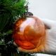 Vintage Round Amber Glass Hanging Ornament For Christmas Tree