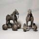 Pair of Vintage Brass Horse Rolling Toy Figurines