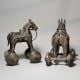 Pair of Vintage Brass Horse Rolling Toy Figurines