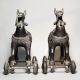 Antique Brass Camel Rider Rolling Toy Figurine Pair