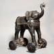 Decorative Brass Elephant on Wheels Folk Toy