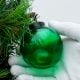 Green Vintage Style Round Glass Christmas Ornament