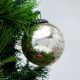 Silver Leaf Round Mercury Glass Christmas Ornament