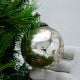 Silver Leaf Round Mercury Glass Christmas Ornament