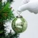Green Crackle Round Glass Christmas Ornament
