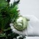 Green Crackle Round Glass Christmas Ornament