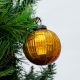 Amber Vintage Kugel Round Glass Christmas Ornament