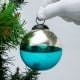 Turquoise Vintage Style Round Glass Christmas Ornament