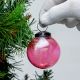 Pink Vintage Style Round Glass Christmas Ornament