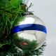 Blue Band Silver Round Glass Christmas Ornament